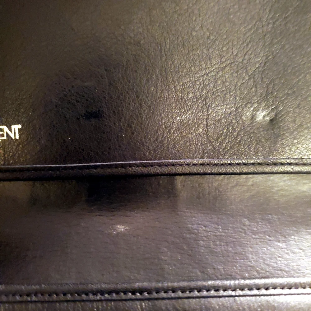 Yves Saint Laurent YSL Black Envelope clutch bag w/ $30 COA included